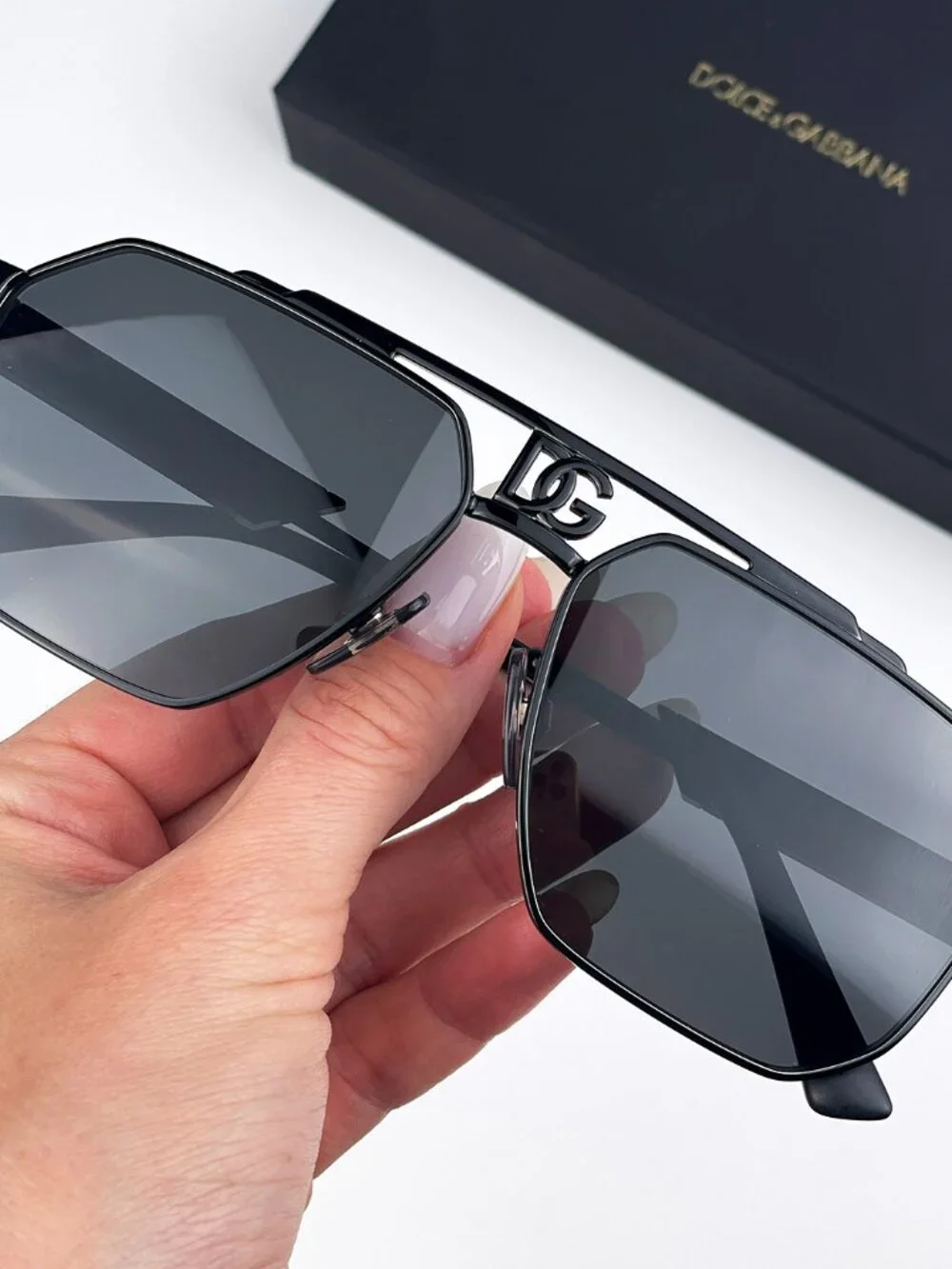 DOLCE & GABBANA DG2294 01/87 BLACK PILOT DARK GREY SUNGLASSES